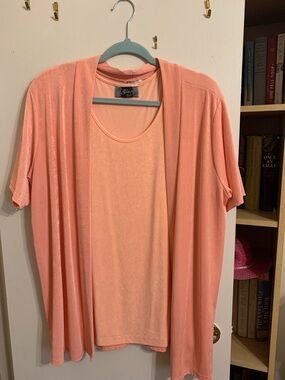 Slinky Brand Peach Short-Sleeve Layered Tunic